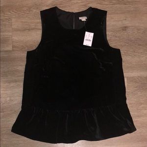 BNWT J.Crew Black Crushed Velvet Top